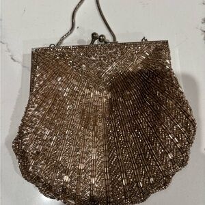 Valerie Stevens Shimmering Bronze Beaded Clutch